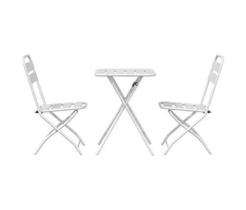 3 Daļu Salokāms Bistro Komplekts, Baltā Tērauda Vidaxl