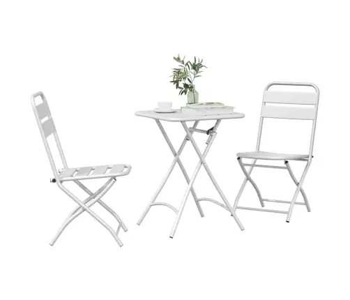 3 Daļu Salokāms Bistro Komplekts, Baltā Tērauda Vidaxl