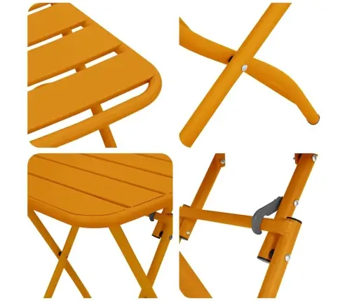 3 Daļu Salokāms Bistro Komplekts Dzeltenā Krāsā, Tērauds Vidaxl