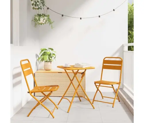 3 Daļu Salokāms Bistro Komplekts Dzeltenā Krāsā, Tērauds Vidaxl