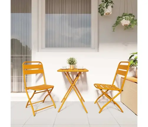 3 Daļu Salokāms Bistro Komplekts Dzeltenā Krāsā, Tērauds Vidaxl