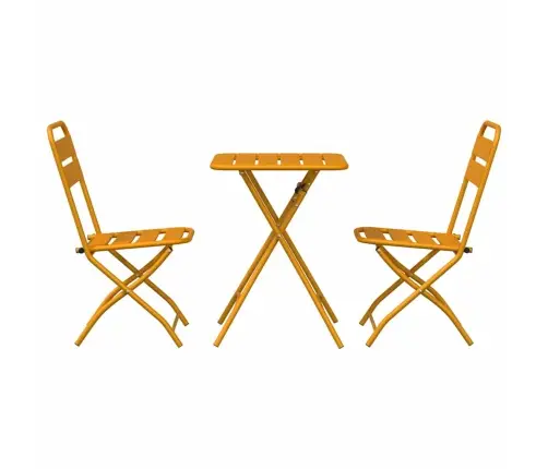 3 Daļu Salokāms Bistro Komplekts Dzeltenā Krāsā, Tērauds Vidaxl