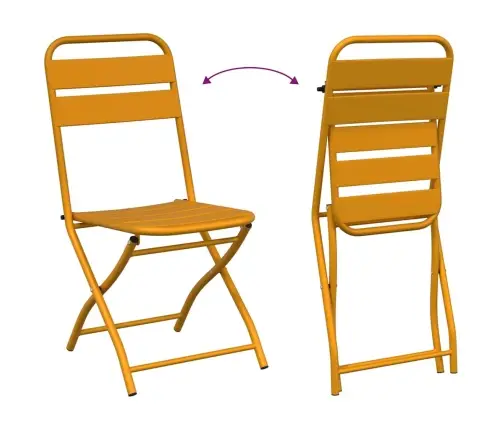 3 Daļu Salokāms Bistro Komplekts Dzeltenā Krāsā, Tērauds Vidaxl