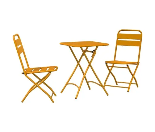 3 Daļu Salokāms Bistro Komplekts Dzeltenā Krāsā, Tērauds Vidaxl