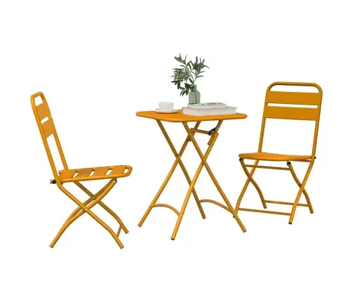 3 Daļu Salokāms Bistro Komplekts Dzeltenā Krāsā, Tērauds Vidaxl
