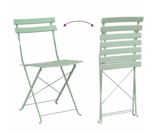 Sodo Sulankstoma Kėdė 2 Pcs Žalia 42 X 46 X 82Cm Plienas