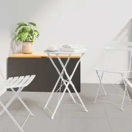 Bistroolaud Valge Ø50X71 Cm Pulberkattega Teras