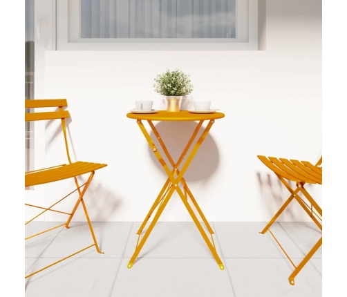 Salokāms Bistro Galds Sinepju Dzeltenā Ø50X71 Cm Pulverkrāsots Tērauds Vidaxl