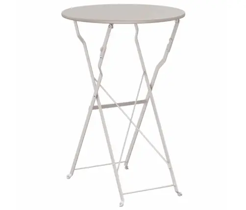 Salokāms Bistro Galds Bēšs Ø50X71 Cm Pulvera Pārklāts Tērauds Vidaxl