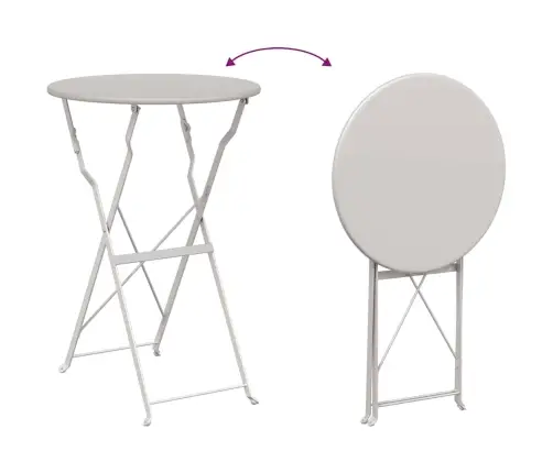 Salokāms Bistro Galds Bēšs Ø50X71 Cm Pulvera Pārklāts Tērauds Vidaxl