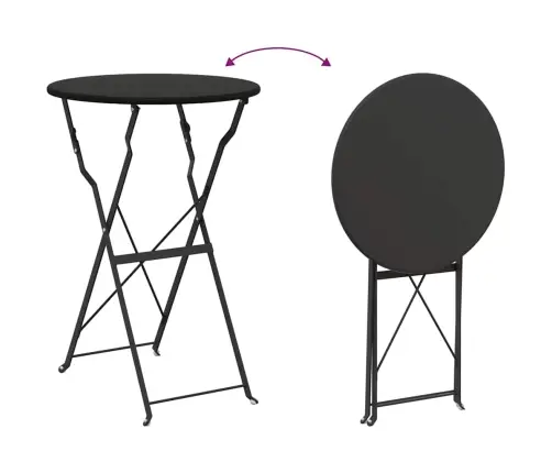 Salokāms Bistro Galds Antracīts Ø50X71 Cm Pulvera Pārklāta Tērauda Vidaxl