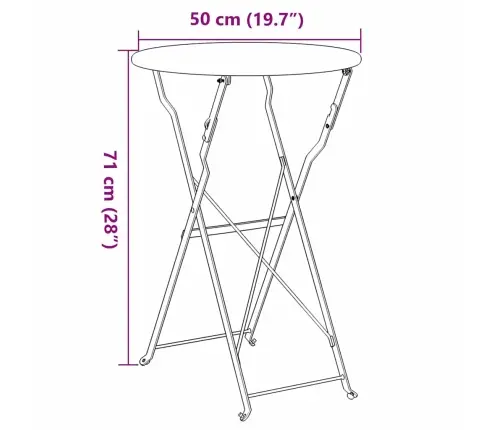 Salokāms Bistro Galds Antracīts Ø50X71 Cm Pulvera Pārklāta Tērauda Vidaxl