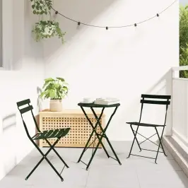 Salokāms Bistro Komplekts 3 Pcs Tumši Zaļa Tērauds Vidaxl