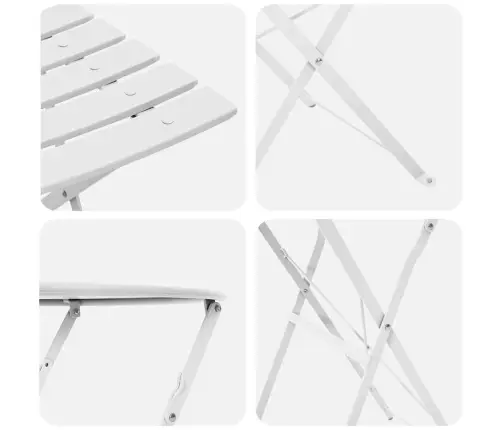 3 Daļu Salokāms Bistro Komplekts, Balts Tērauds Vidaxl
