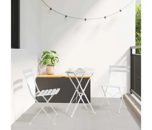 3 Daļu Salokāms Bistro Komplekts, Balts Tērauds Vidaxl