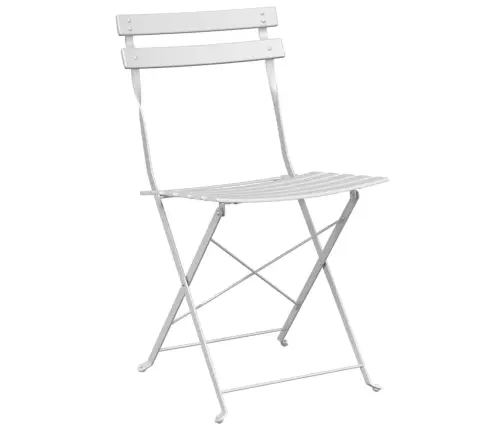 3 Daļu Salokāms Bistro Komplekts, Balts Tērauds Vidaxl