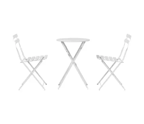 3 Daļu Salokāms Bistro Komplekts, Balts Tērauds Vidaxl