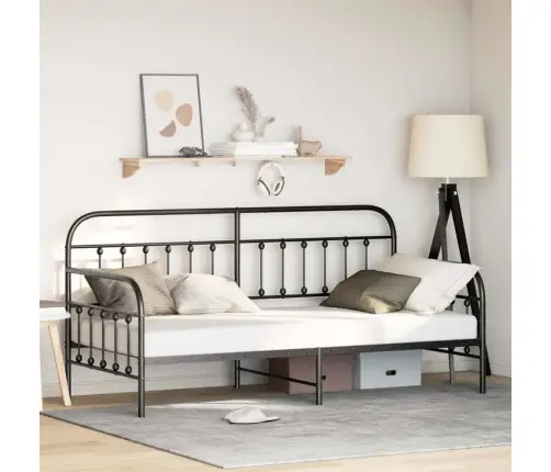 Dienas Gultas Rāmī Melnā 90X200 Cm Tērauda Vidaxl