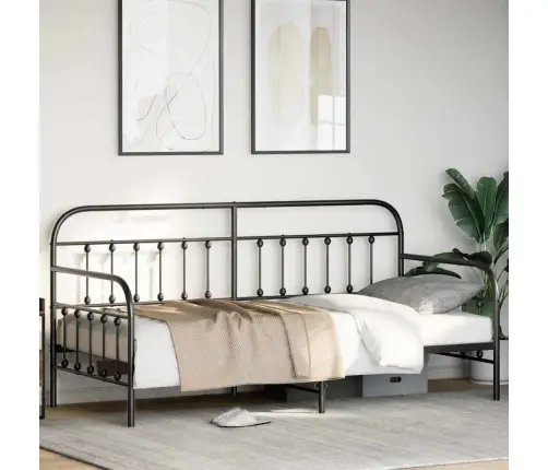 Dienas Gultas Rāmī Melnā 90X200 Cm Tērauda Vidaxl