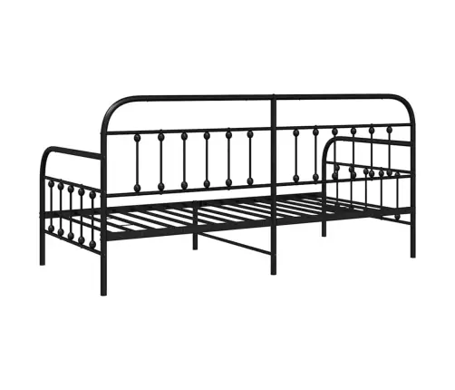 Dienas Gultas Rāmī Melnā 90X200 Cm Tērauda Vidaxl
