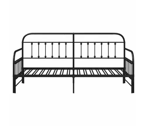 Gultas Rāmja Ar Izvelkamo Gultu Melnā Krāsā 100X190 Cm Tērauds Vidaxl