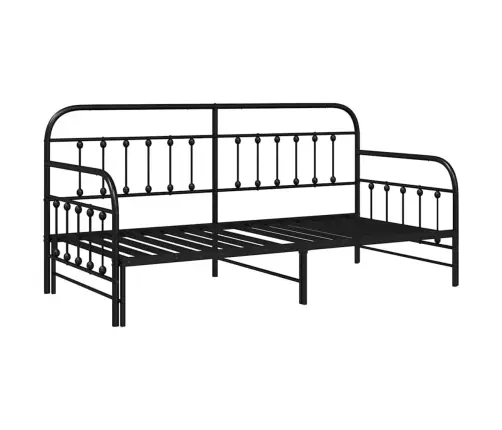Dīvāna Gulta Ar Atsperu Melnā Krāsā 100X200 Cm No Tērauda Vidaxl