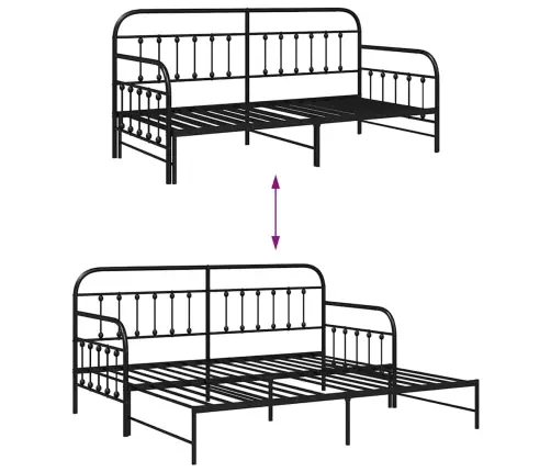 Dīvāna Gulta Ar Atsperu Melnā Krāsā 100X200 Cm No Tērauda Vidaxl