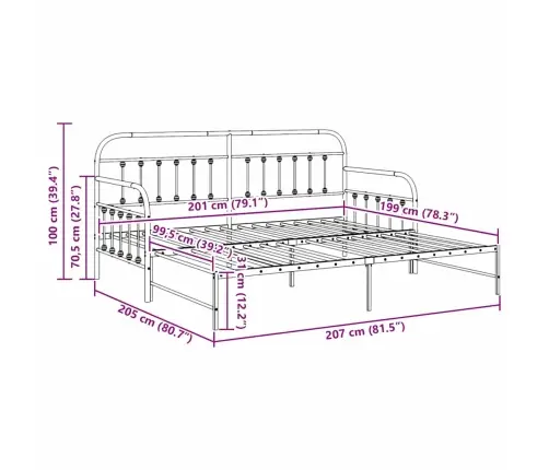 Dīvāna Gulta Ar Atsperu Melnā Krāsā 100X200 Cm No Tērauda Vidaxl