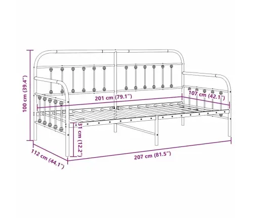 Voodiraam Peaga Valge 107 X 203 Cm Teras