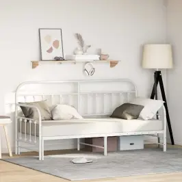 Voodiraam Valge 75 X 190 Cm Pulbervärvitud Teras