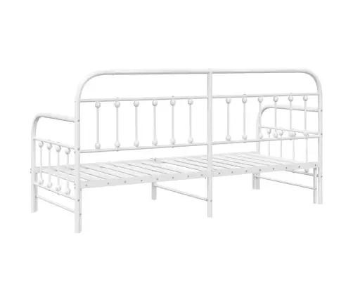 Gultas Rāmis Ar Izvelkamo Gultu Balts 80X200 Cm Tērauds Vidaxl