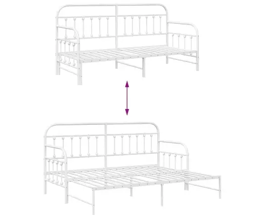 Gultas Rāmis Ar Izvelkamo Gultu Balts 80X200 Cm Tērauds Vidaxl