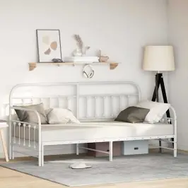 Voodiraam Valge 100 X 190 Cm Pulbervärvitud Teras