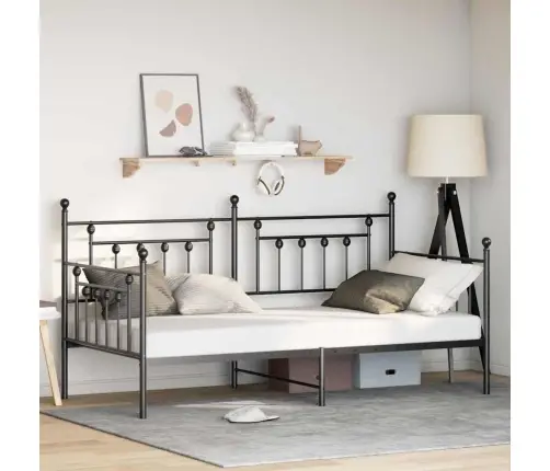 Dienas Gultas Rāmja Melnais 90X190 Cm Tērauds Vidaxl