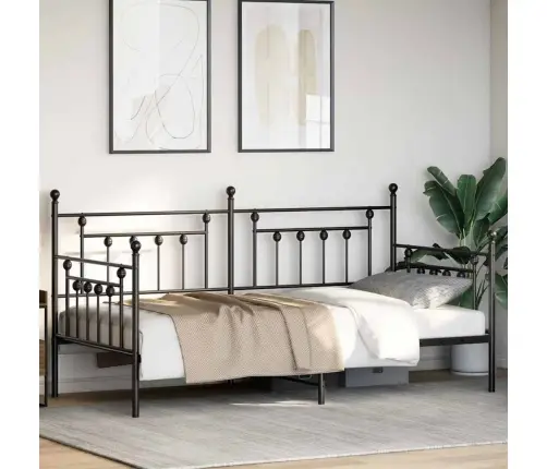 Dienas Gultas Rāmja Melnais 90X190 Cm Tērauds Vidaxl