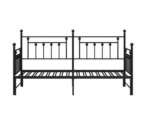 Dienas Gulta Ar Izvelkamo Gultu Melna 75X190 Cm Tērauds Vidaxl