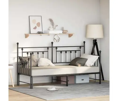 Gultas Rāmji Ar Izvelkamo Gultu Melnā Krāsā 80X200 Cm Tērauds Vidaxl