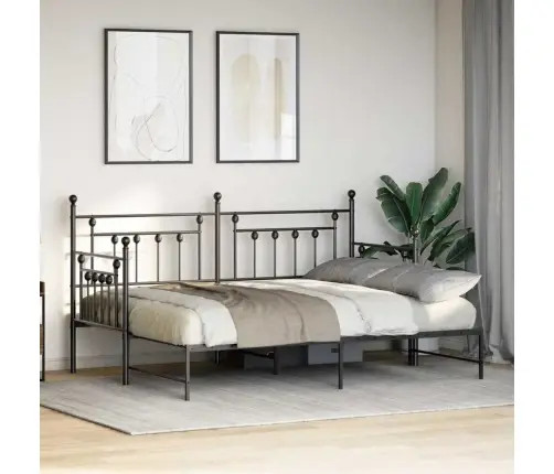 Gultas Rāmji Ar Izvelkamo Gultu Melnā Krāsā 80X200 Cm Tērauds Vidaxl