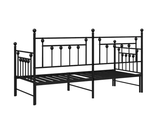 Gultas Rāmji Ar Izvelkamo Gultu Melnā Krāsā 80X200 Cm Tērauds Vidaxl