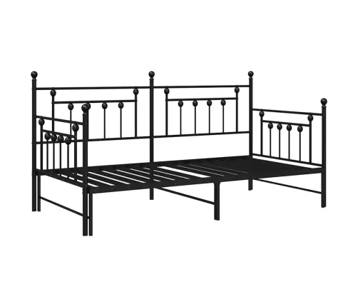Dīvāna Rāmis Ar Izvelkamo Gultu Melnā Krāsā 100X190 Cm Tērauds Vidaxl