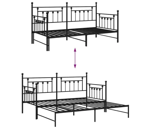 Dīvāna Rāmis Ar Izvelkamo Gultu Melnā Krāsā 100X190 Cm Tērauds Vidaxl