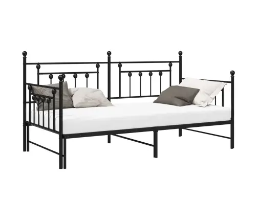 Dīvāna Rāmis Ar Izvelkamo Gultu Melnā Krāsā 100X190 Cm Tērauds Vidaxl