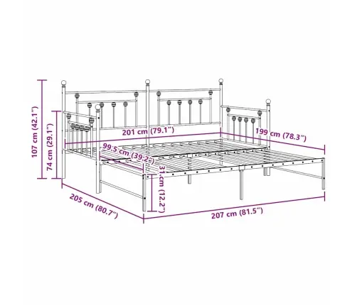 Voodiraam Peaga Must 100 X 200 Cm Teras