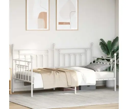 Dienas Gultas Rāmis Balts 90X190 Cm Tērauds Vidaxl
