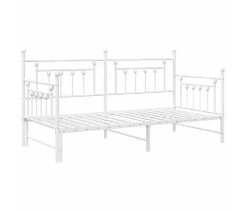 Dienas Gultas Rāmis Ar Izvelkamo Gultu Balts 100X200 Cm Tērauds Vidaxl