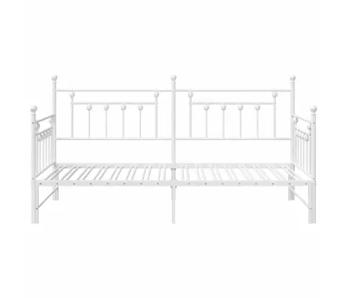 Dienas Gultas Rāmis Ar Izvelkamo Gultu Balts 100X200 Cm Tērauds Vidaxl
