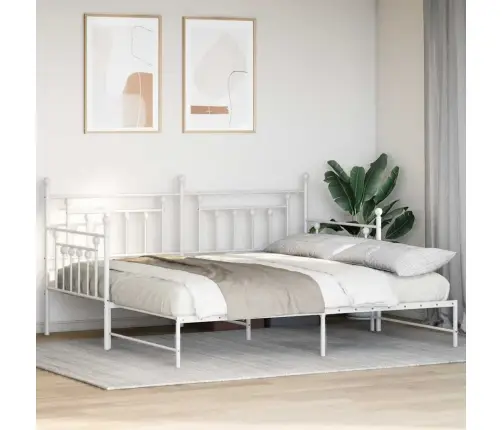Dienas Gultas Rāmja Komplekts Ar Trundle Balts 107X203 Cm Tērauds Vidaxl