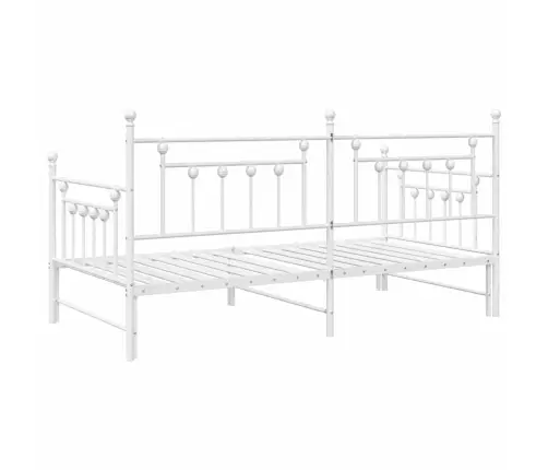 Dienas Gultas Rāmja Komplekts Ar Trundle Balts 107X203 Cm Tērauds Vidaxl