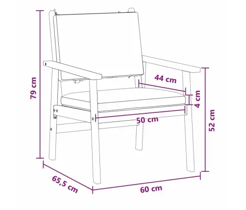 Dārza Krēsli 2 Gab. Ar Spilveniem Cietā Akācijas Koks Vidaxl
