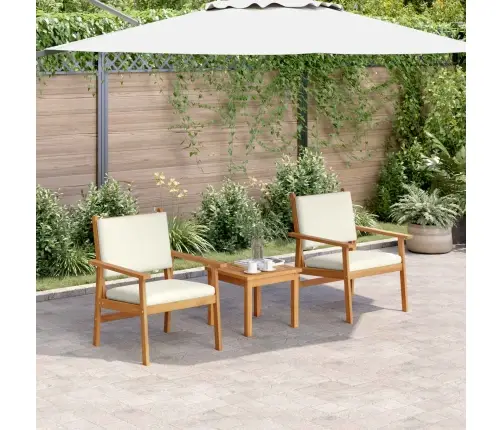 3 Daļu Dārza Bistro Komplekts Ar Spilveniem Cietā Akāciju Kokā Vidaxl